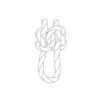 Rope Knots Borders Black Thin Line art Design Element. Vector illustration of Rope Knot