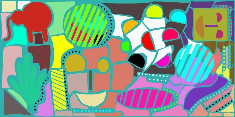 Colorful retro cartoon doodle pattern illustration. Abstract style cute sticker background design. colorful vectors.