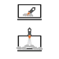 startup rocket laptop icons concepts isolated on white background vector