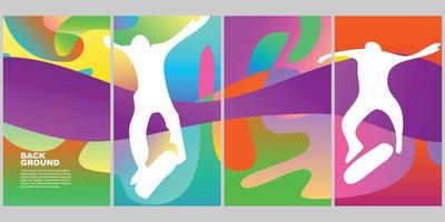 Background Set Skateboard Summer Color Pop Vertical Gradient vector