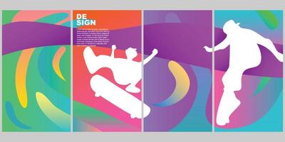 Background Set Skateboard Summer Color Pop Vertical Gradient vector