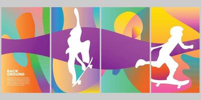 Background Set Skateboard Summer Color Pop Vertical Gradient vector