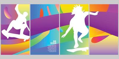 Background Set Skateboard Summer Color Pop Vertical Gradient vector