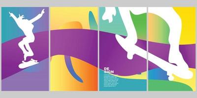 Background Set Skateboard Summer Color Pop Vertical Gradient vector