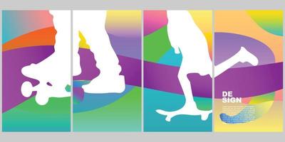 Background Set Skateboard Summer Color Pop Vertical Gradient vector