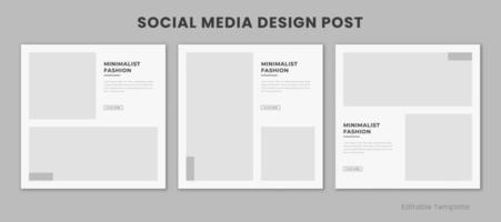 Set of 3 Editable Social Media Design Template with Minimalist and Modern Style Monochrome Color. Suitable for Sale Banner, Branding, Promotion, Presentation, Advertising, Fashion Sale, Page vector