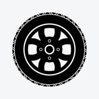 Tire and Mag Solid Color Icon Vector