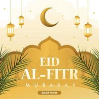 Vector eid mubarak islamic social media post template