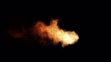 Fireball burning with fire flame transition reveal isolated on black background video