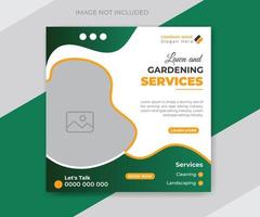 Lawn care garden clean social media post or web banner design template vector