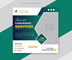 Lawn care service or lawn mower business promotion social media template vector