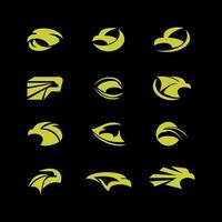 Set of golden eagle head vector template.