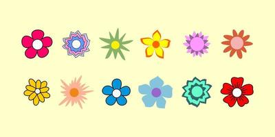 Set of flower shape vector illustration.