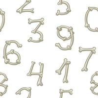 Bones numbers, vector digits. Cartoon isolated numbers on white background.