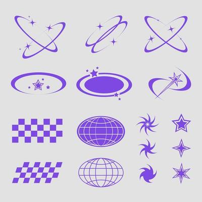 abstract shape element for street wear and y2k t shirt design,