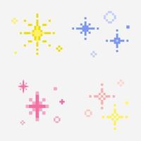 sparkle star pixel, Sparkling pixel set, vector