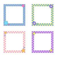 chessboard, checkerboard colorful alternating squares frame, adorable frame 90s sticker frame style vector
