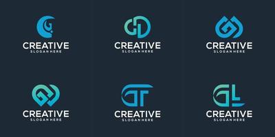 Set bundle monogram logo design collection initial letter G with unique modern concept vector