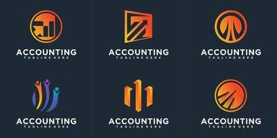 collection of financial charts economy bar business productivity logo design vector