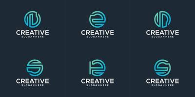 Set bundle monogram logo design collection initial letter A S with unique modern concept vector