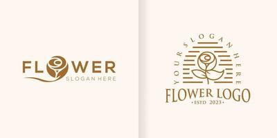 Lotus Flower Collection Abstract logo Beauty Spa Salon Cosmetic brand Linear Style. Looped Leaves Logotype design vector Luxury Fashion template part 3