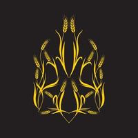 Illustration with the coat of arms of Ukraine with spikelets. vector