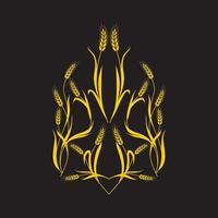 Illustration with the coat of arms of Ukraine with spikelets. vector