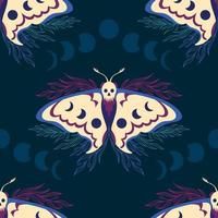 Vector background with hawk moth and phases of the moon