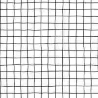 Seamless checkered repeating vector pattern with hand drawn grid. Black Plaid geometric simple texture. Crossing lines. Abstract delicate pattern for fabric, textile, wallpaper, apparel, wrapping