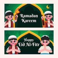 Ramadán y eid al-fitr bandera modelo vector