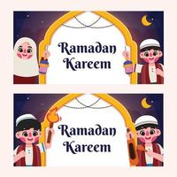 Ramadán y eid al-fitr bandera vector