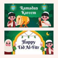 background ramadan and eid al-fitr banner template vector