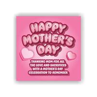 Mother's day greeting card. Woman silhouette with pink paper hearts. Mothers day bokeh vector image