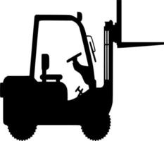 Vector silhouette of forklift on white background