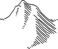 Vector silhouette of mountain on white background