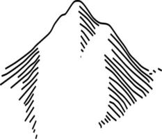 Vector silhouette of mountain on white background