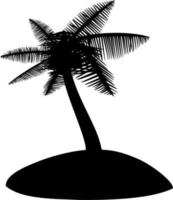 Vector silhouette of coconut tree on white background