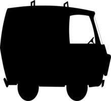 Vector silhouette of van car on white background