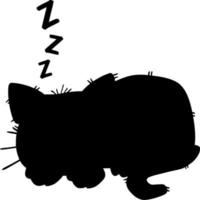 Vector silhouette of sleeping kitty on white background
