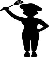 Vector silhouette of chef on white background