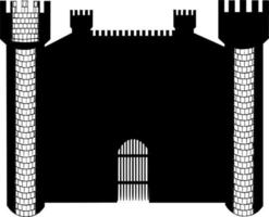 Vector silhouette of castle gate on white background