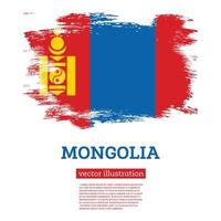 Mongolia bandera con cepillo trazos independencia día. vector