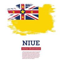 Niue Flag with Brush Strokes. Independence Day. vector