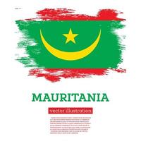 Mauritania Flag with Brush Strokes. Independence Day. vector