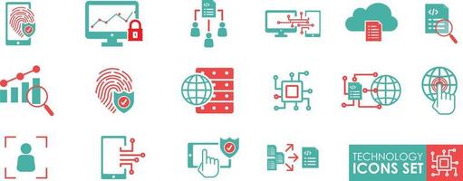 Set of Technology icons. Technology progress. communication, programming, and many more Solid icons vector collection.