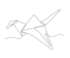 abstract Origami Bird Continuous One Line Drawing vector