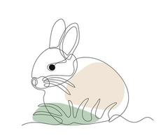 abstract rabbit or little hare Continuous One Line Drawing vector