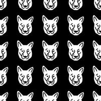 Seamless pattern with pig head illustration in minimalist cutting style on black and white color vector