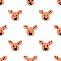 Seamless pattern with pig head illustration in minimalist cutting style on white background vector