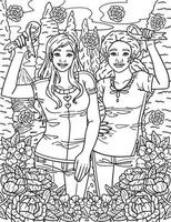 Breast Cancer Awareness Girlfriends Coloring Page vector